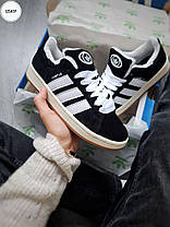 Жіночі зимові кросівки Adidas Campus 00s Black Winter Кеди Адідас Кампус чорні замш хутро єврозима, фото 3