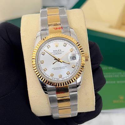 Ефектний годинник Rolex DateJust 36 Diamond Silver/Gold-Pearl