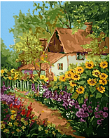 Картина Малювання за номерами український пейзаж Сільський будиночок Картини по цифрах 40х50 Rainbow Art GX45095
