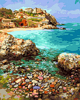 Картина Малювання за номерами морський пейзаж Лазурне узбережжя Картини по цифрах 40х50 Rainbow Art GX45067