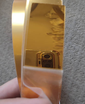 Дзеркальні пластикові наклейки смужки Золоті 1 м х 3 см 3 шт набор, фото 2