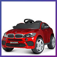Детский электромобиль на аккумуляторе BMW M 4299 с пультом радиоуправления для детей 3-8 лет автопокра красный