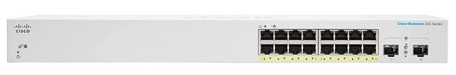 Cisco Комутатор CBS220 Smart 16-port GE, PoE, 2x1G SFP (CBS220-16P-2G-EU)