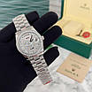 Модний наручний годинник Rolex 36 mm Day — Date Silver Diamond, фото 4