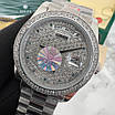 Модний наручний годинник Rolex 36 mm Day — Date Silver Diamond, фото 9