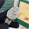 Модний наручний годинник Rolex 36 mm Day — Date Silver Diamond, фото 6