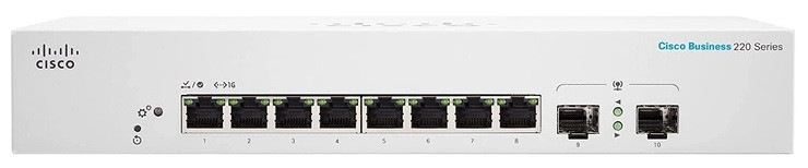 Cisco Комутатор CBS220 Smart 8-port GE, Ext PS, 2x1G SFP (CBS220-8T-E-2G-EU)