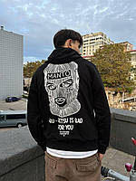 Худи Manto мужская с капюшоном Черная кофта Манто MASKA HOODIE с карманами