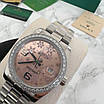 Жіночий годинник наручний Rolex 36 mm Datejust Diamond Floral Silver-Pink, фото 8