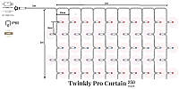 Twinkly Pro Smart LED Гирлянда Twinkly Pro Curtain RGBW 250 (10 по 25), IP65, AWG22 PVC, прозрачный