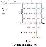 Twinkly Pro Smart LED Гирлянда Twinkly Pro Icicle RGB 250, AWG22, IP65, прозрачный (TW-PLC-I-CA-250STP-T)