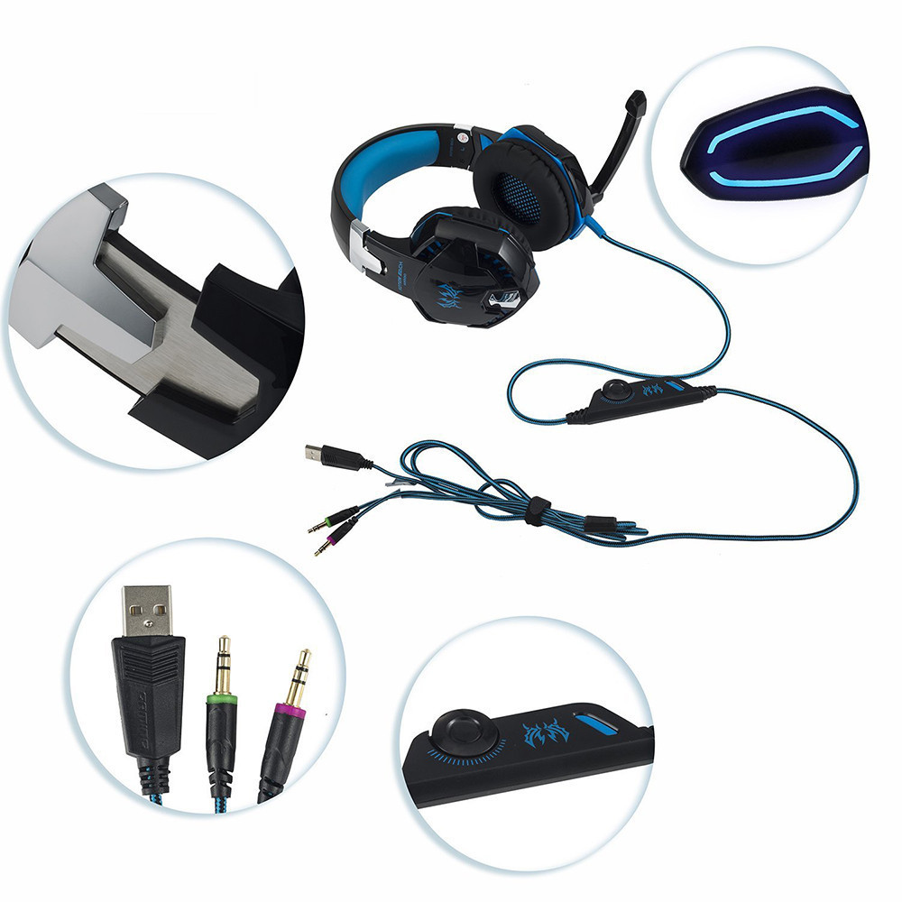 Игровые наушники Kotion Each G2000 с микрофоном и подсветкой Blue - фото 8 - id-p2003814581