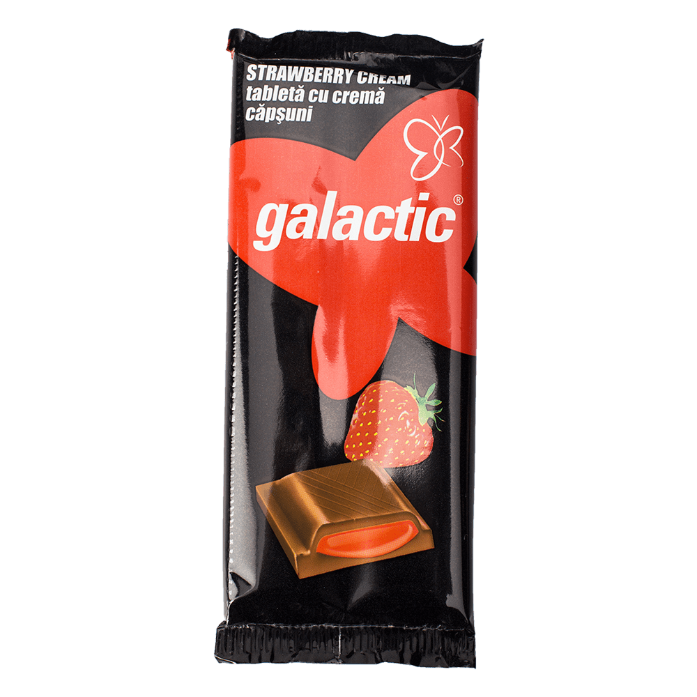 Шоколад Galactic Strawberry молочний з полуничною начинкою, 90 г