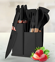 "Профессиональные Инструменты: Набор ножей и кухонных принадлежностей Zepline ZP0102 (19 предметов), черный"