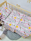 Комплект байкової постільної білизни в дитяче ліжечко 120*60 см наволочка підковдра простирадло Байка, фото 3