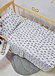 Комплект байкової постільної білизни в дитяче ліжечко 120*60 см наволочка підковдра простирадло Байка, фото 4
