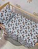 Комплект байкової постільної білизни в дитяче ліжечко 120*60 см наволочка підковдра простирадло Байка, фото 5