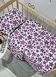 Комплект байкової постільної білизни в дитяче ліжечко 120*60 см наволочка підковдра простирадло Байка, фото 2