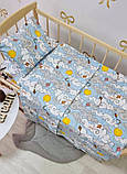 Комплект байкової постільної білизни в дитяче ліжечко 120*60 см наволочка підковдра простирадло Байка, фото 6