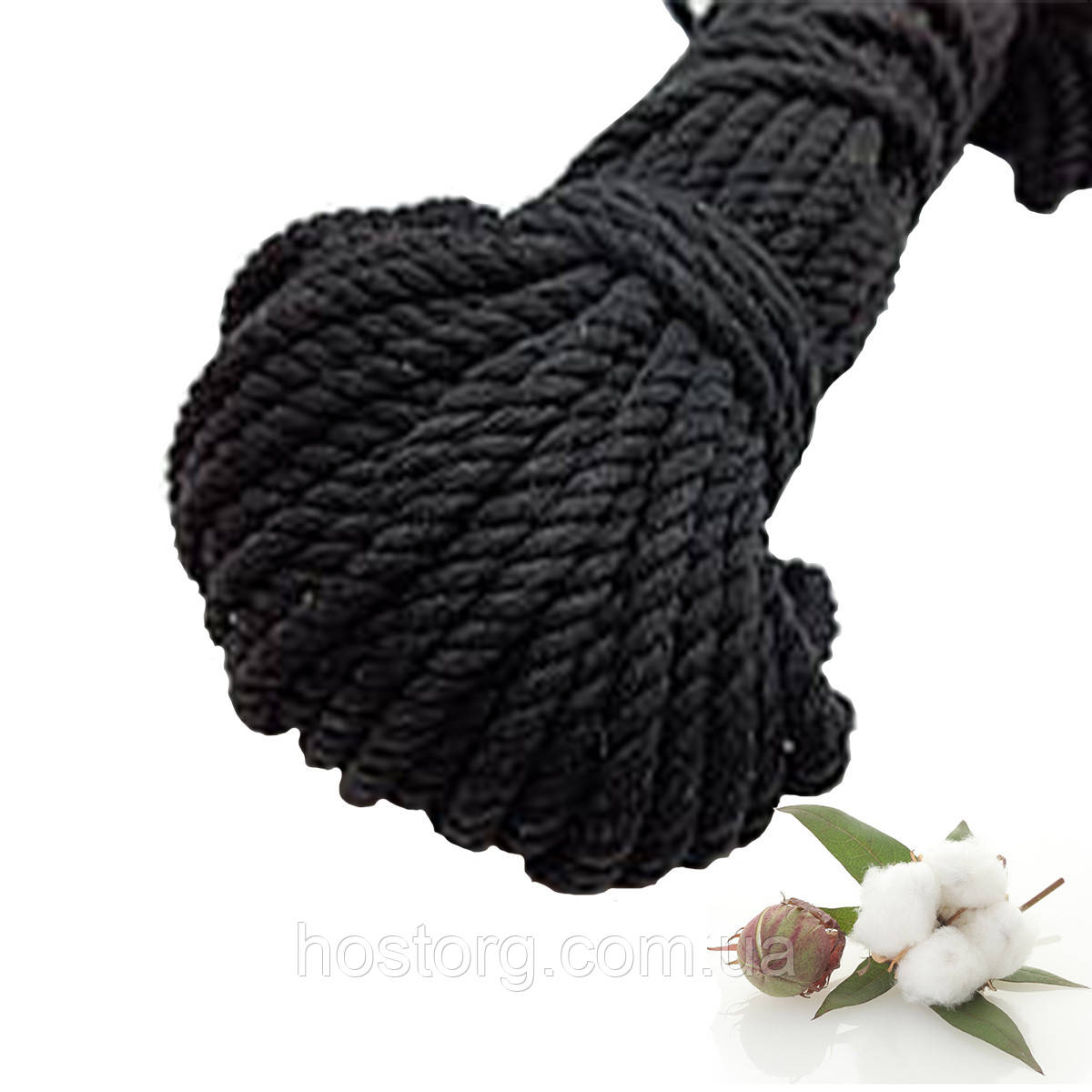 Бавовняна чорна мотузка 10 мм 50 м для домашнього рукоділля та макраме