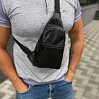 Мужская нагрудная сумка слинг с натуральной кожи Damask 2.0