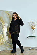 Жіночий спортивний костюм на флісі з леопардовою вставкою, фото 2