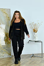 Жіночий спортивний костюм на флісі з леопардовою вставкою, фото 4