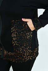 Жіночий спортивний костюм на флісі з леопардовою вставкою, фото 5