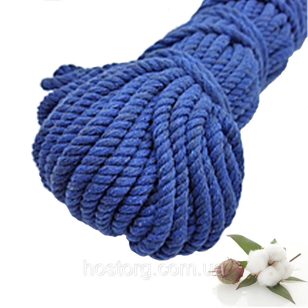 Бавовняна синя мотузка 6 мм 50 м для домашнього рукоділля та макраме