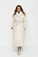 Красивое стеганое женское пальто пуховик зимнее с поясом 44-50 размеры разные цвета 46