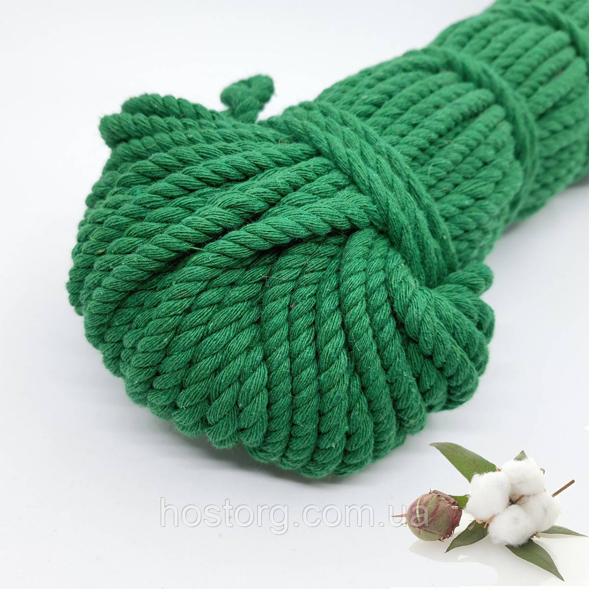 Бавовняний зелений канат 6 мм 50 м для домашнього рукоділля та макраме