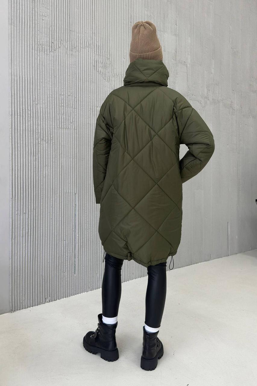 Объемная зимняя куртка оверсайз с орнаментом 44-50 размеры разные цвета - фото 4 - id-p2003890307