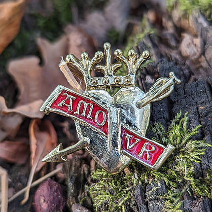 Серце бейдж брошь бронза+емаль будь-якого кольору, фото 1