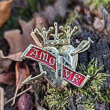 Серце бейдж брошь бронза+емаль будь-якого кольору