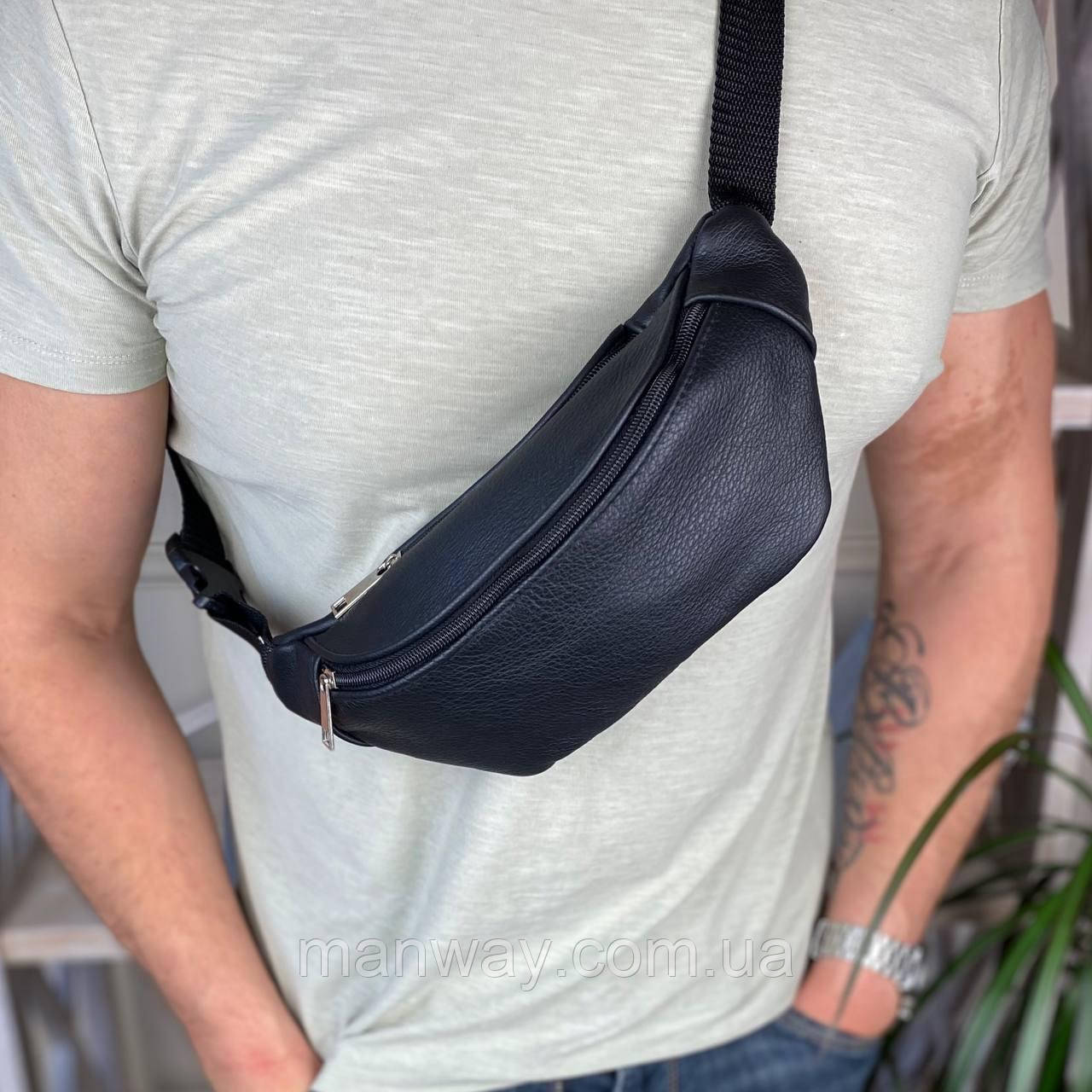 Шкіряна сумка на пояс нагрудна бананка чоловіча жіноча YR 2.0