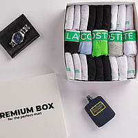 Подарунковий Premium Box Lacoste. Набір трусів 5 шт і 18 пар носків в подарунковій упаковці