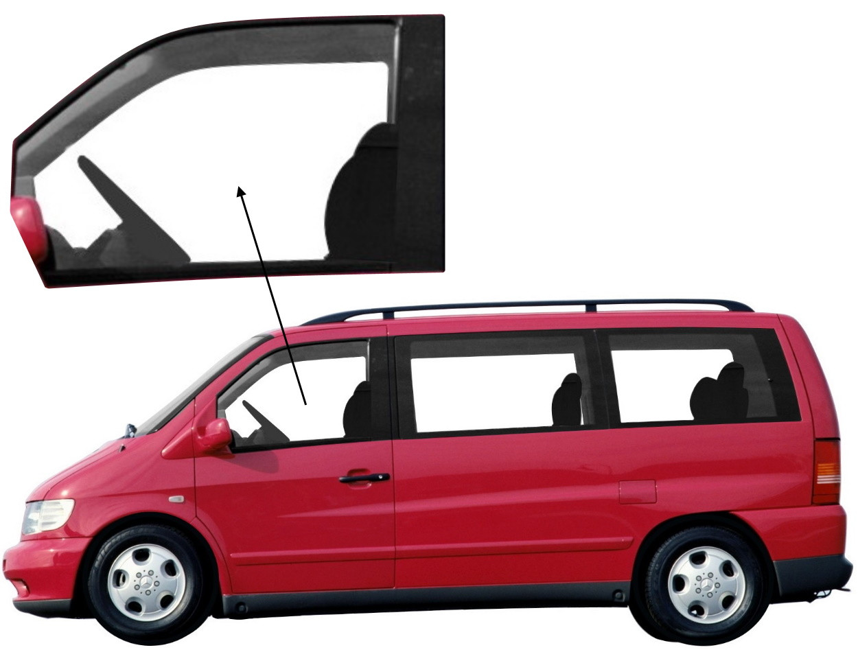 Бічне скло Mercedes Viano 1996-2003 передніх дверей ліве, фото 1