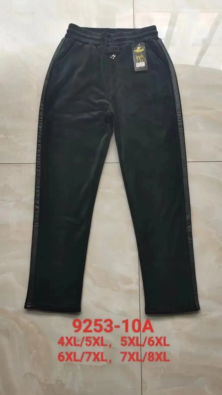 Брюки женские Kenalin 9253-10A черные мех велюр батальные р.7XL-8XL, фото 1