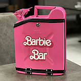 Каністра-бар 10 л у барбі кольорі, Barbie, з підсвічуванням та келихами, винний набір, подарунок дівчині, кумі, дружині, фото 2