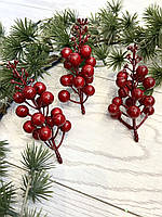 Ягода червона, глянцева для декору ( упаковка 10 штук, 12 см), фото 3