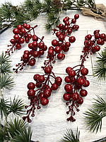 Ягода червона, глянцева для декору ( упаковка 10 штук, 12 см), фото 6