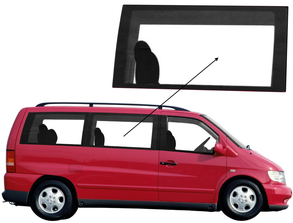 Бічне скло Mercedes Vito 1996-2003 салону переднє праве