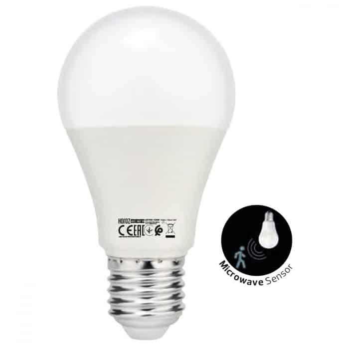 Лампочка світлодіодна з датчиком руху Е27 10W 6400К (холодного білого). Horoz Electric "FORCE"
