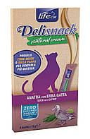 LifeCat Deli Snack Natural Cream крем на основе мяса утки и кошачьей мяты 6x15г