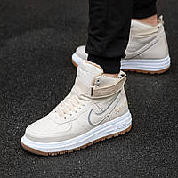 Кроссовки зимние Nike Lunar Winter Milk мужские молочные с мехом найк аир форс кожаные повседневные зима