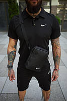 Комплект Nike поло чорний і шорти. +барсетка хорошее качество
