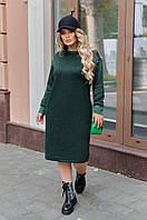Зеленое элегантное и удобное платье спортивного стиля из текстурной ткани с 42 по 70 размер