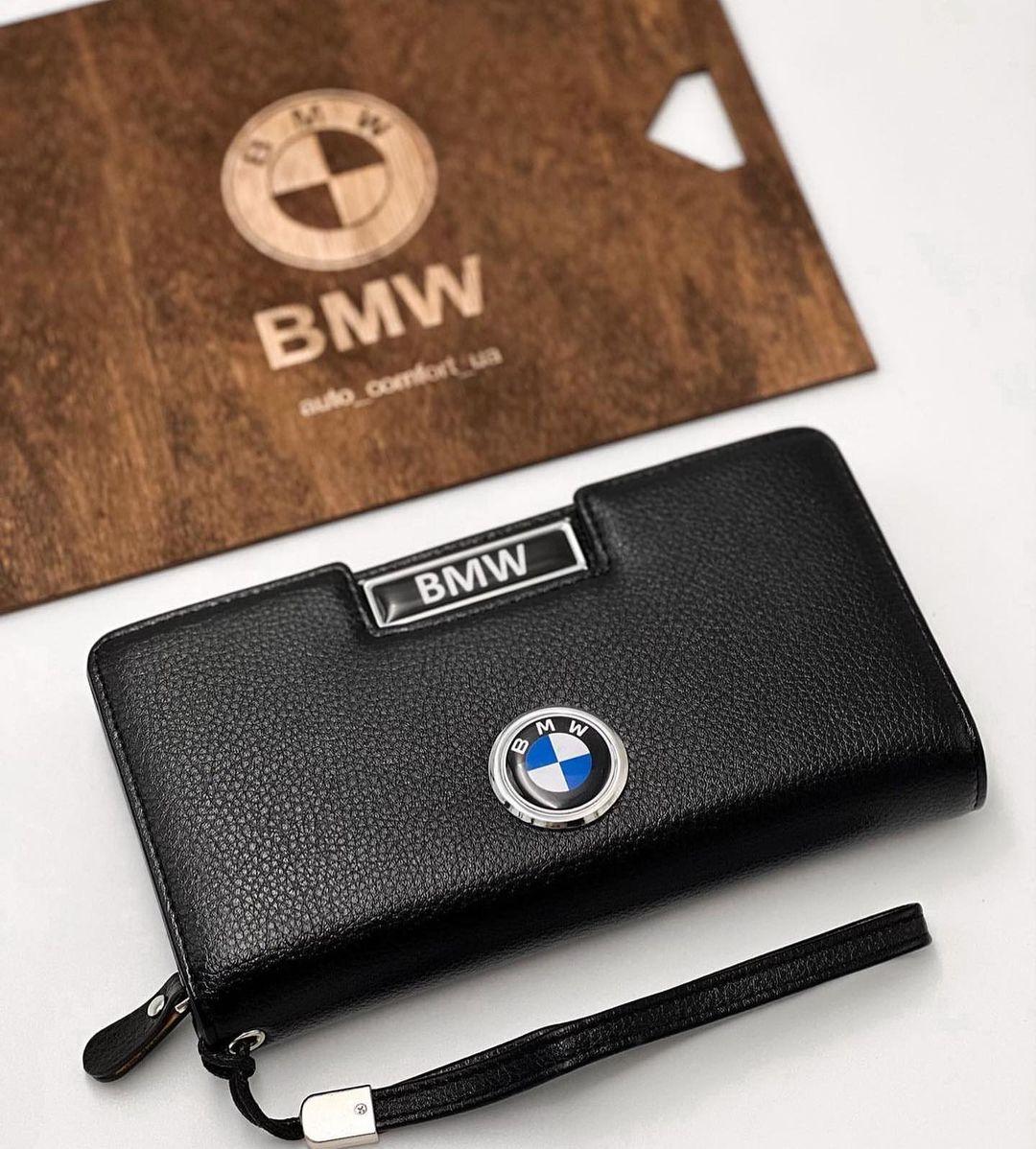 Гаманець портмоне з логотипом BMW (БМВ) еко шкіра, чорний