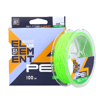 Шнур ZEOX Element PE X4 100м Fluo Green # 0,6 (0,128мм)