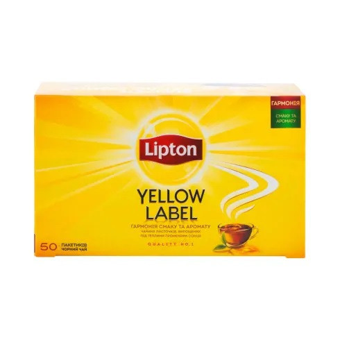 Чорний чай Ліптон у пакетиках Yellow Label 50*2 г
